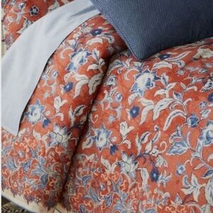 Ralph Lauren Coral and Sky Blue Floral Duvet Cover